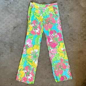 Lilly Pulitzer Hibiscus print lightweight summer pants Sz S